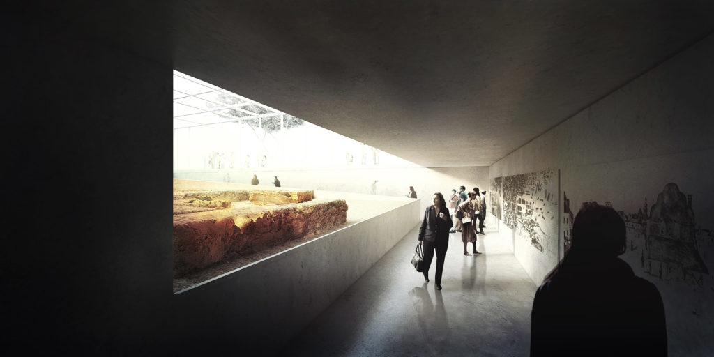 wizualizacja wejścia do podziemnej galerii